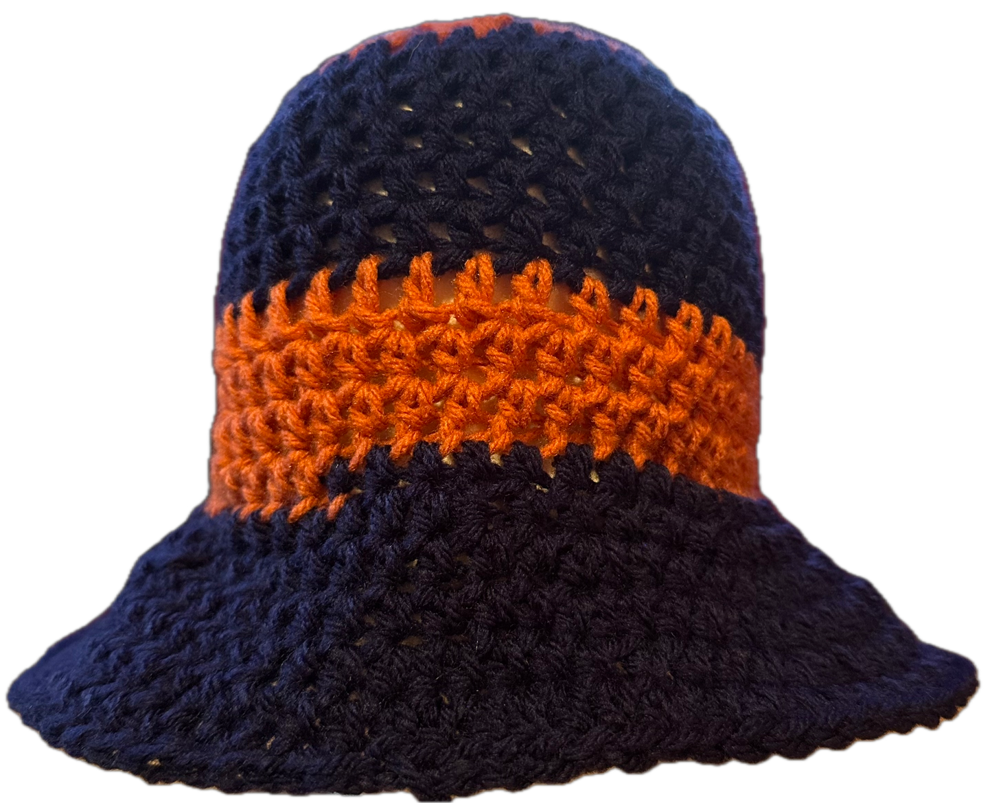 Orange/Navy Crochet Bucket Hat