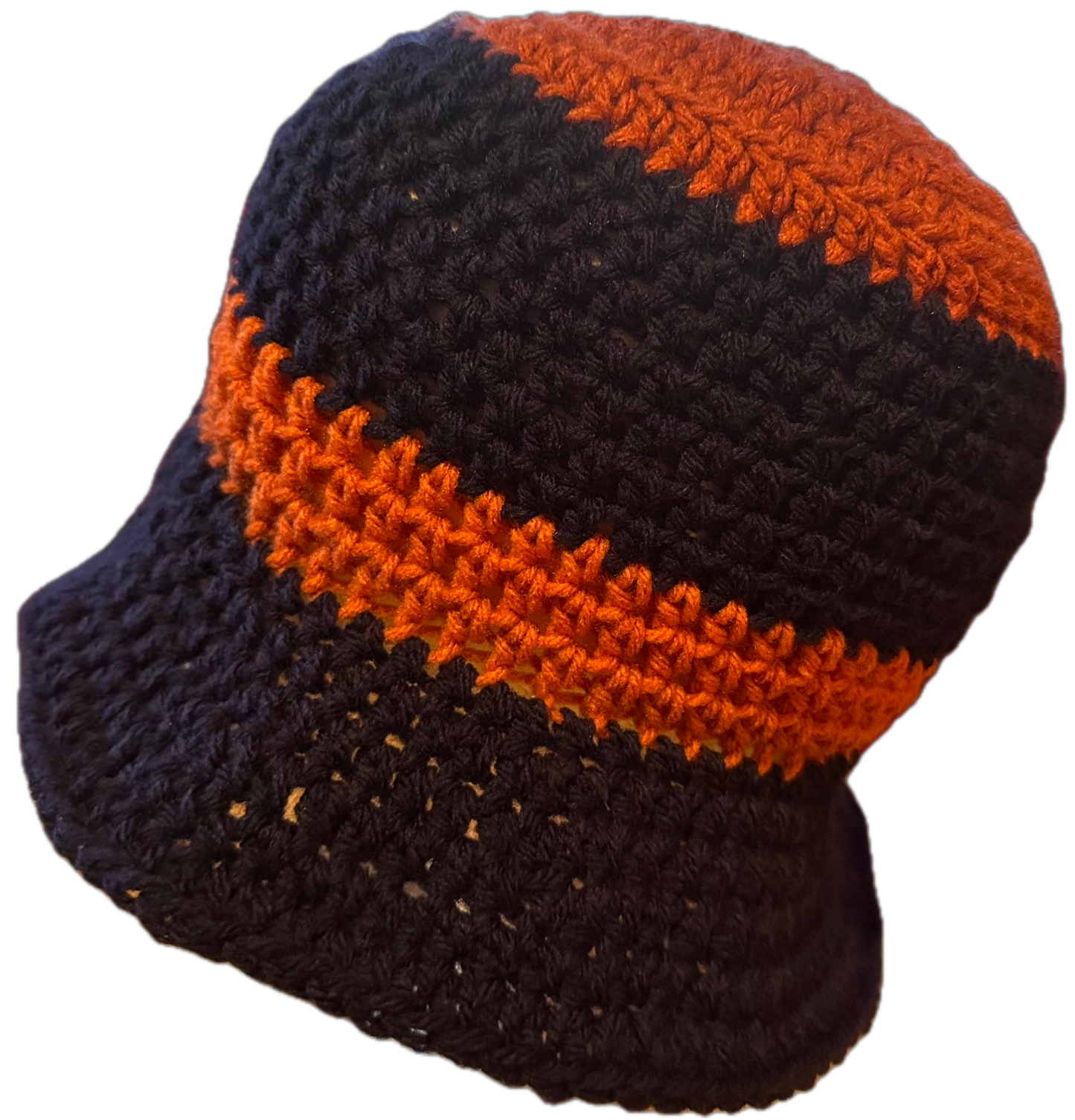 Orange/Navy Crochet Bucket Hat