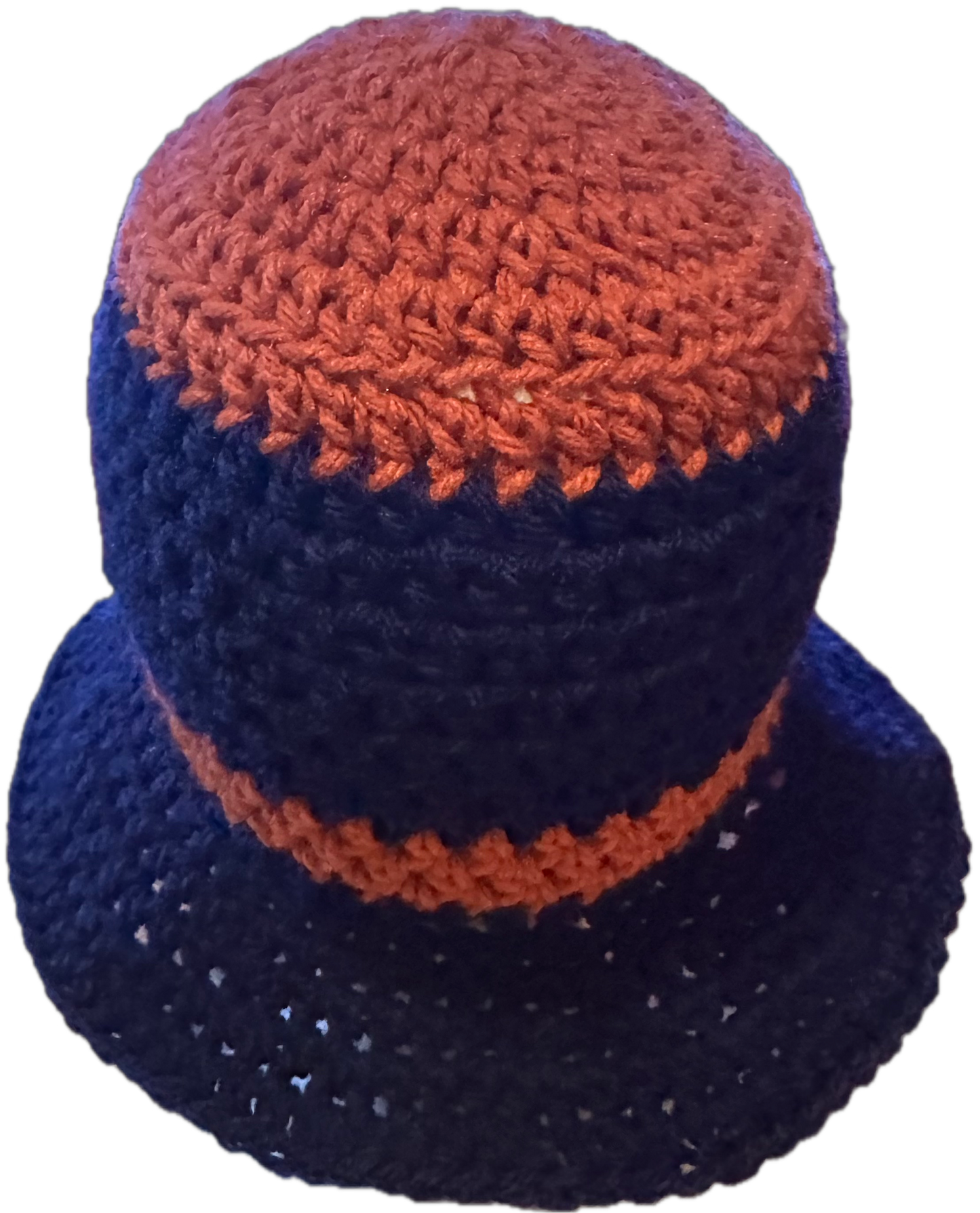 Orange/Navy Crochet Bucket Hat