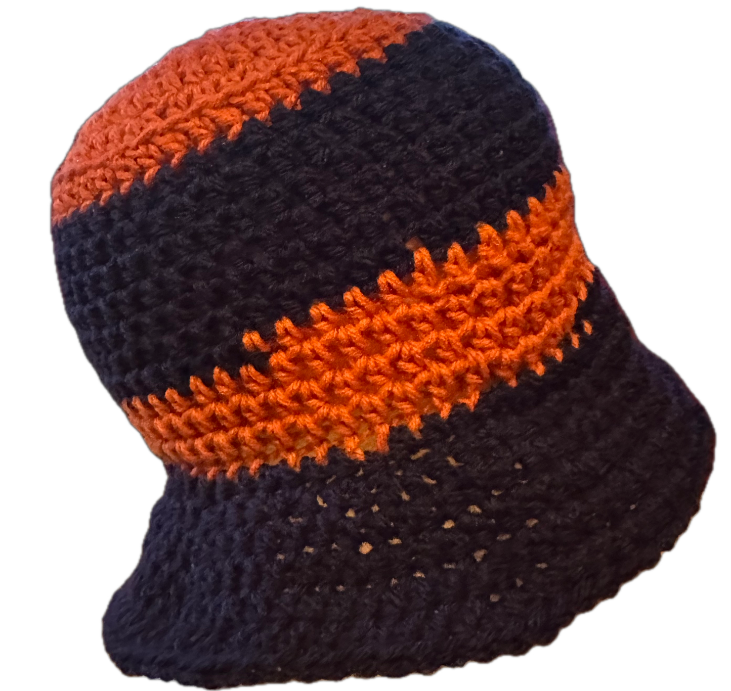 Orange/Navy Crochet Bucket Hat