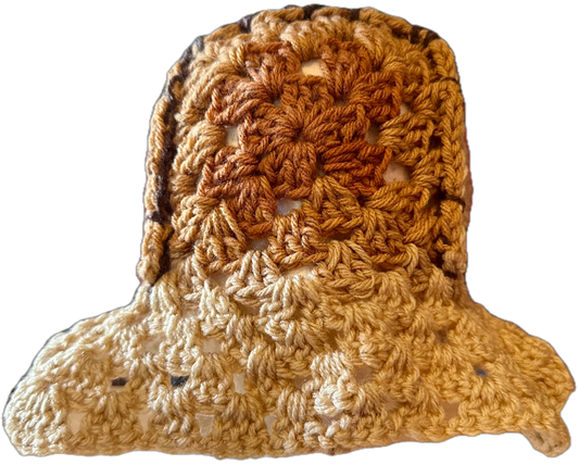 Brown/Latte Crochet Granny Square Bucket Hat