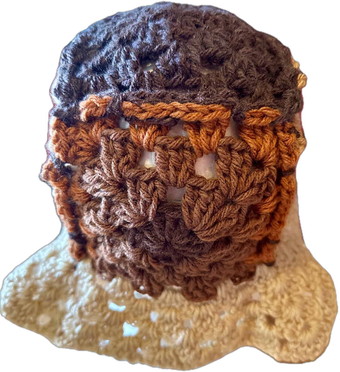 Brown/Latte Crochet Granny Square Bucket Hat
