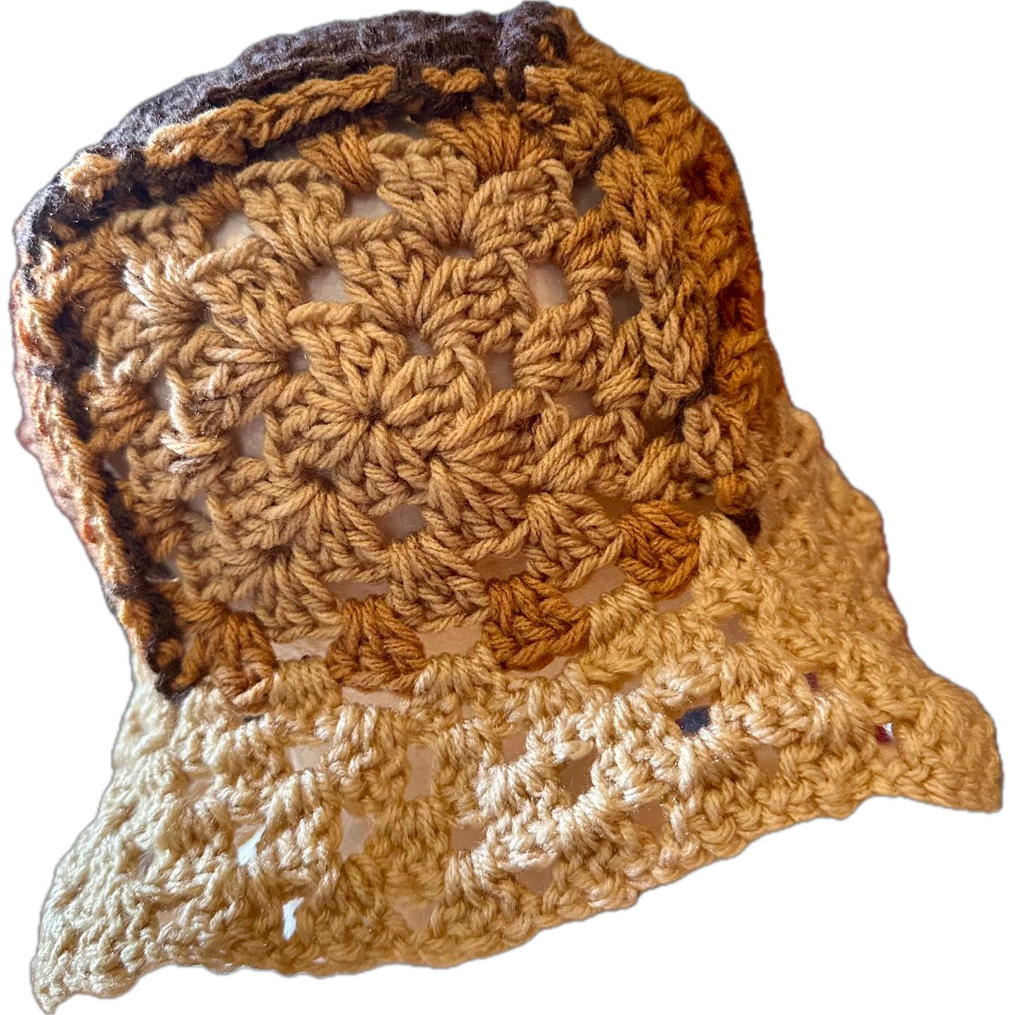 Brown/Latte Crochet Granny Square Bucket Hat