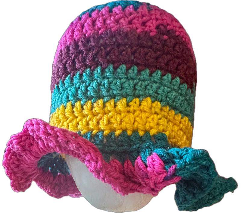 Jeweltone Crochet Ruffled Bucket Hat