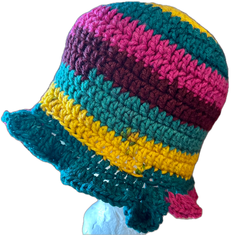 Jeweltone Crochet Ruffled Bucket Hat