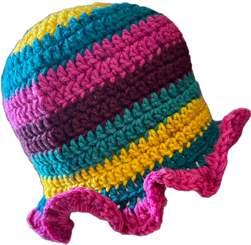 Jeweltone Crochet Ruffled Bucket Hat