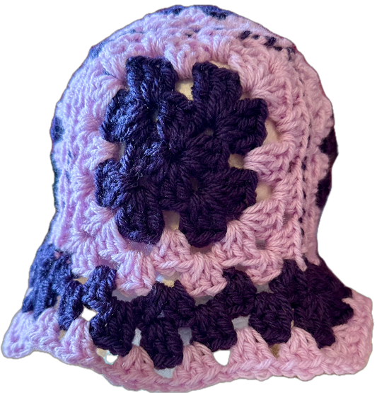 Lavender/Purple Crochet Granny Square Bucket Hat