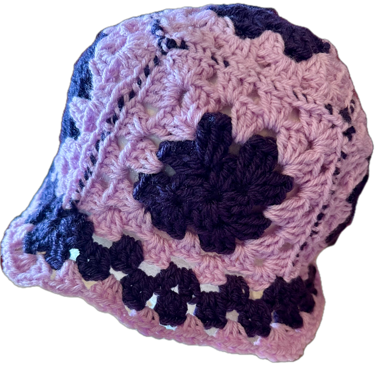 Lavender/Purple Crochet Granny Square Bucket Hat