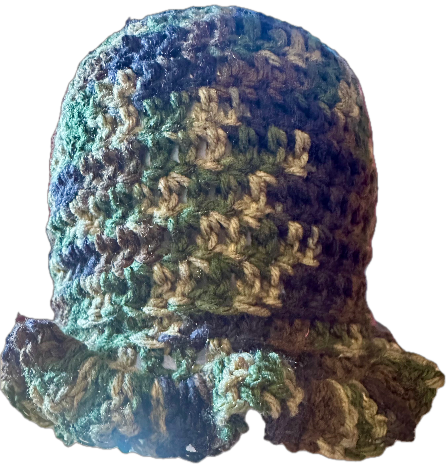 Camo Crochet Ruffled Bucket Hat