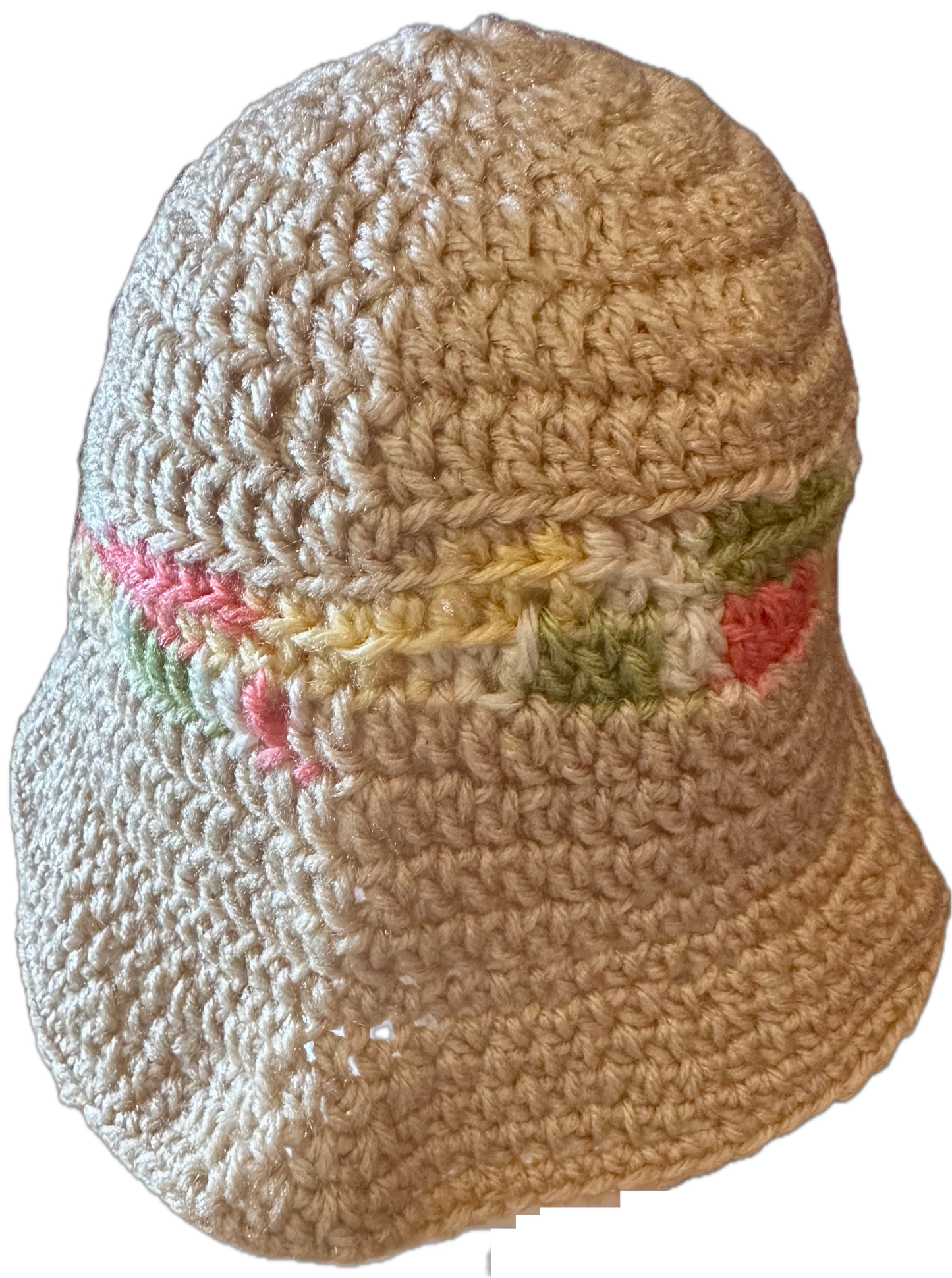 Beige w/ Jigsaw Stripe Crochet Bucket Hat