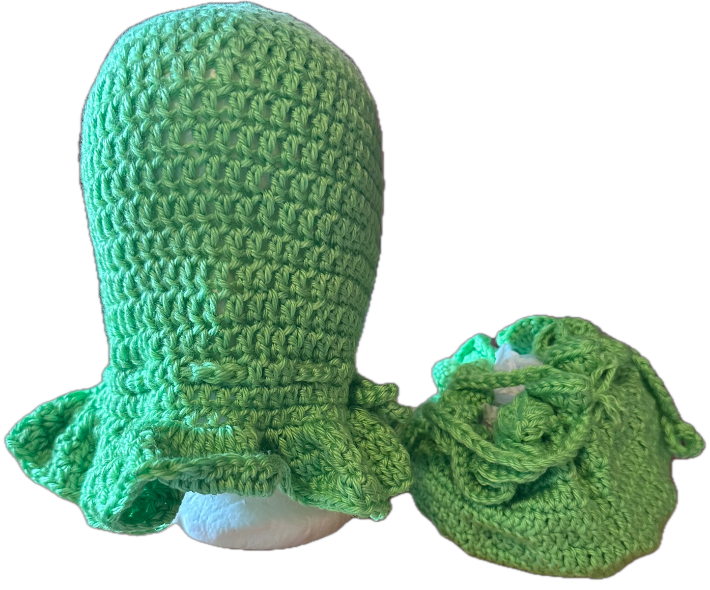 Lime Green w/ Purse Crochet Ruffled Bucket Hat
