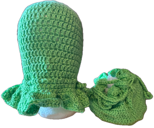 Lime Green w/ Purse Crochet Ruffled Bucket Hat