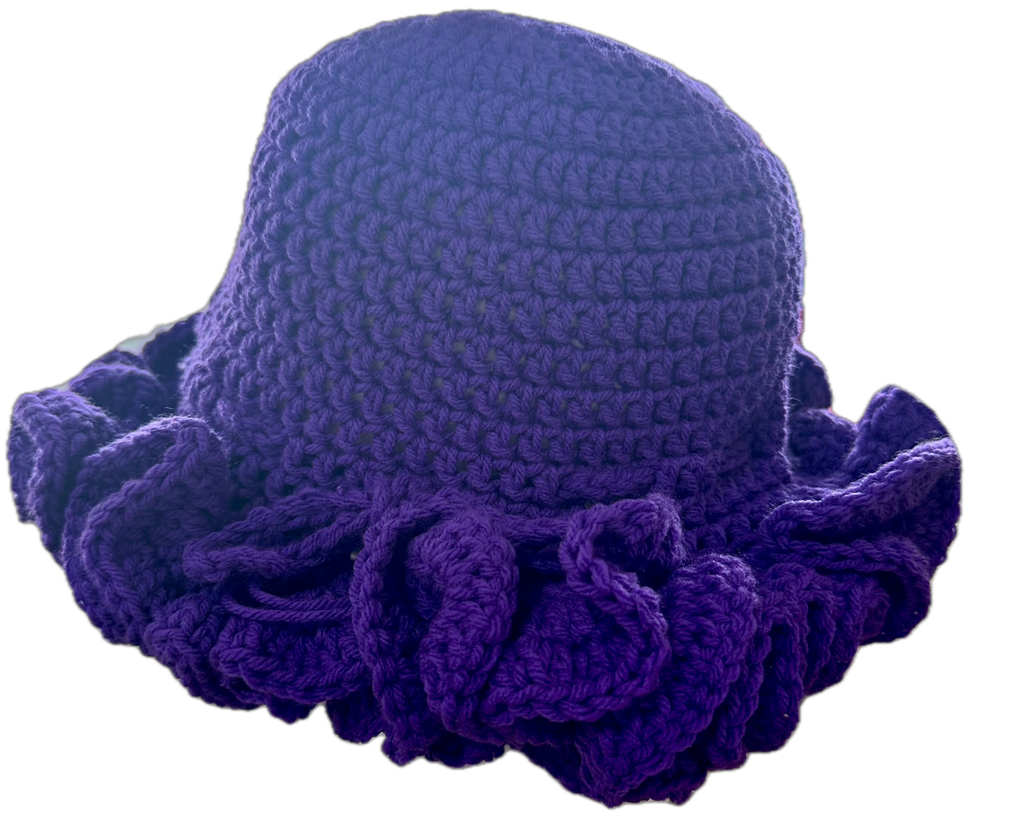 Purple Purple Crochet Ruffled Hat