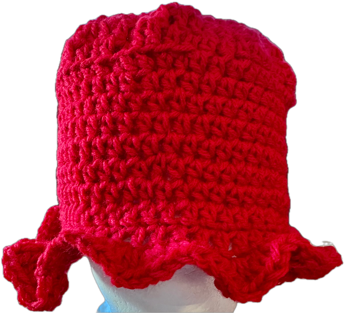 Fancy Red Crochet Ruffled Bucket Hat