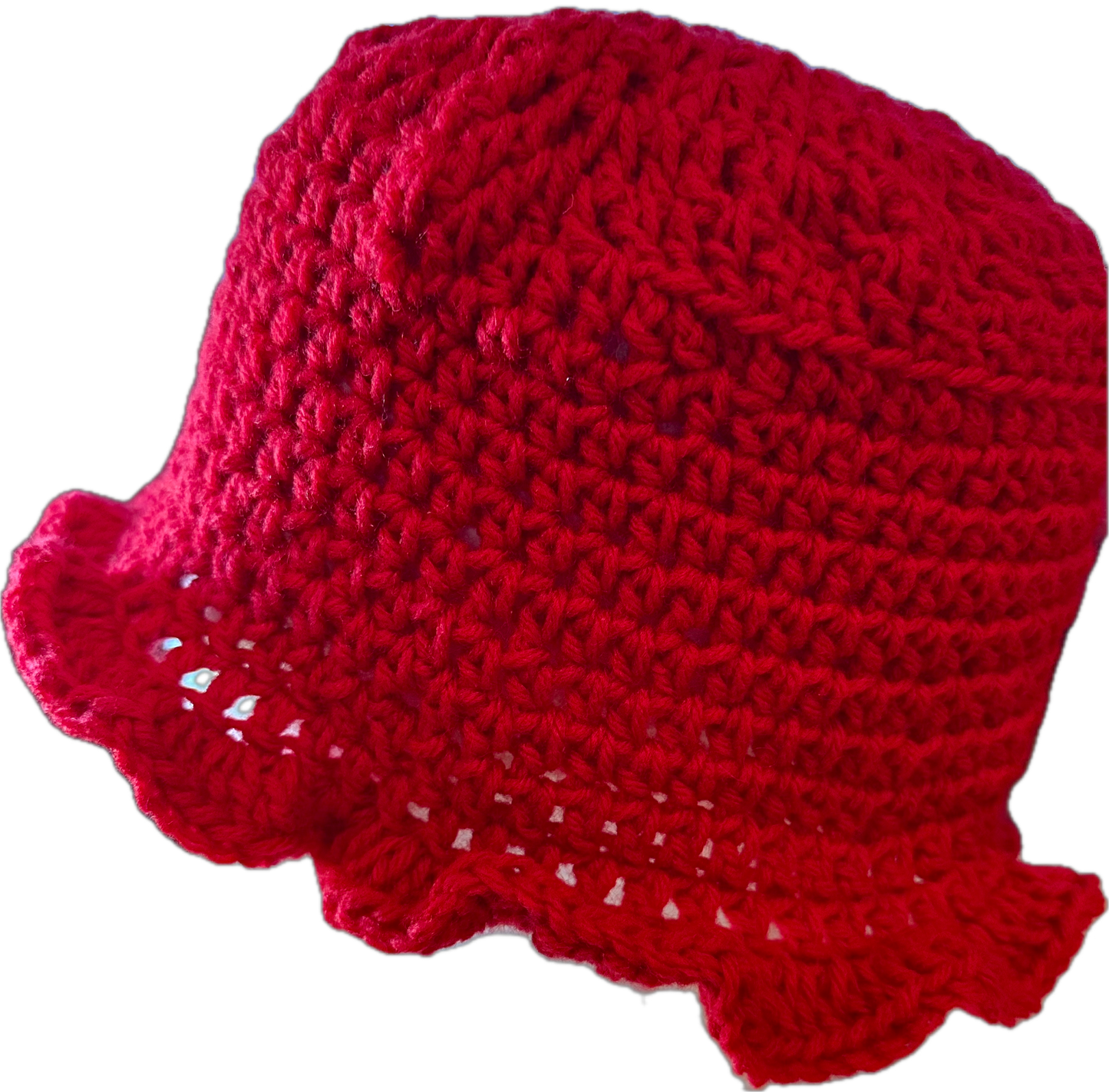 Fancy Red Crochet Ruffled Bucket Hat