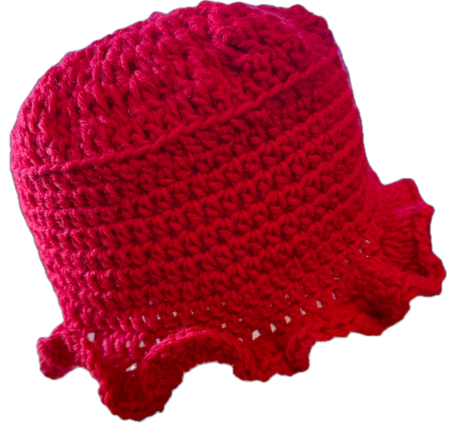 Fancy Red Crochet Ruffled Bucket Hat