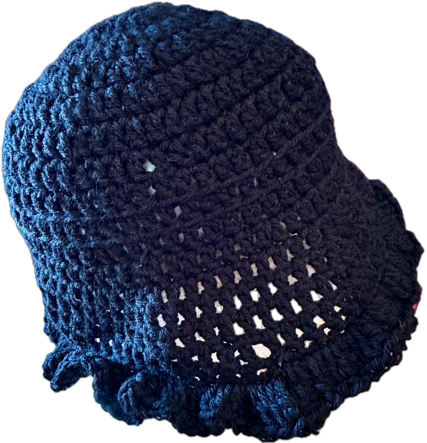 Black Crochet Ruffled Bucket Hat