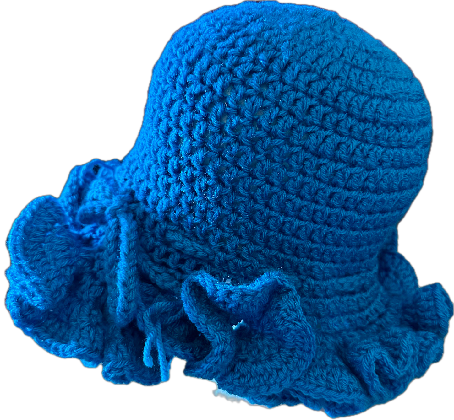 Turquoise Crochet Ruffled Hat