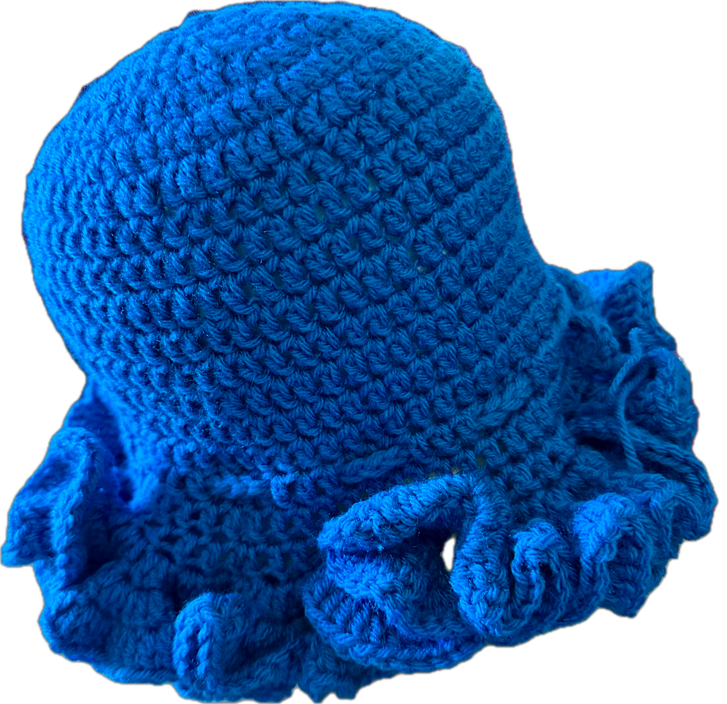 Turquoise Crochet Ruffled Hat
