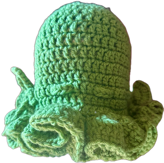 DK. Lime Green Crochet Ruffled Hat