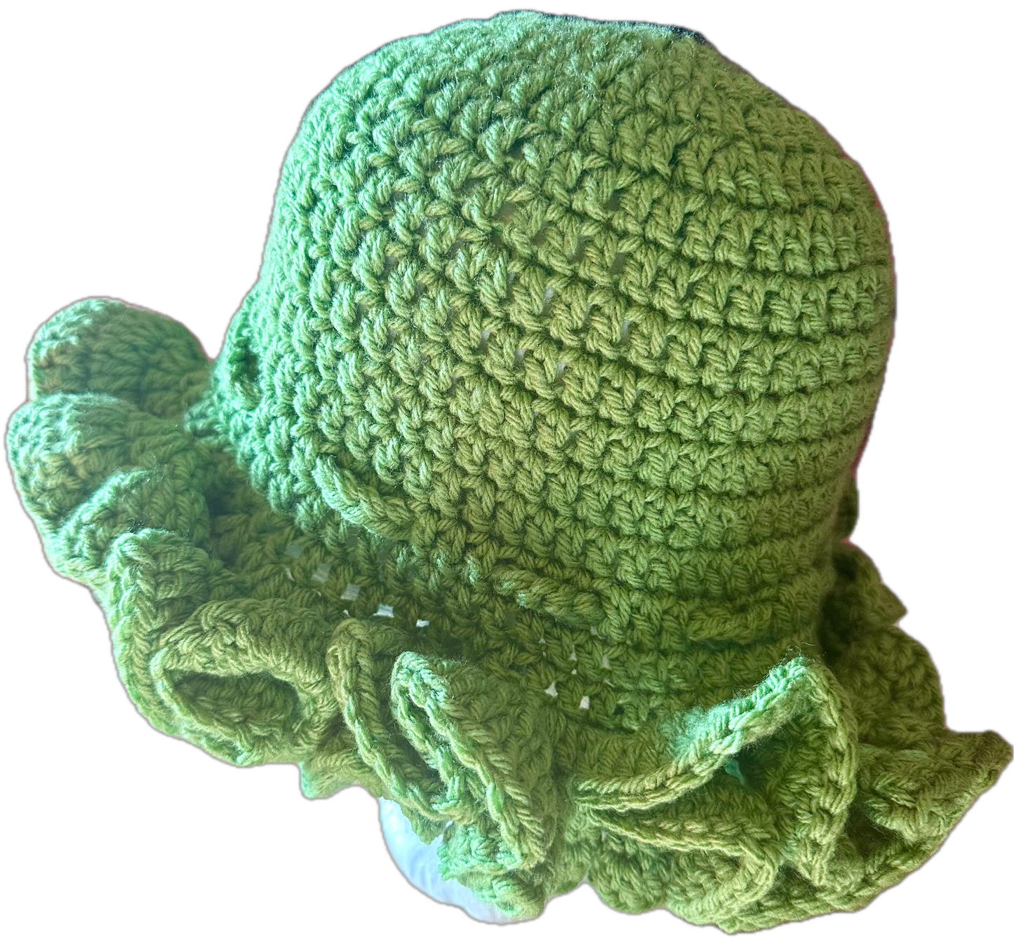 DK. Lime Green Crochet Ruffled Hat