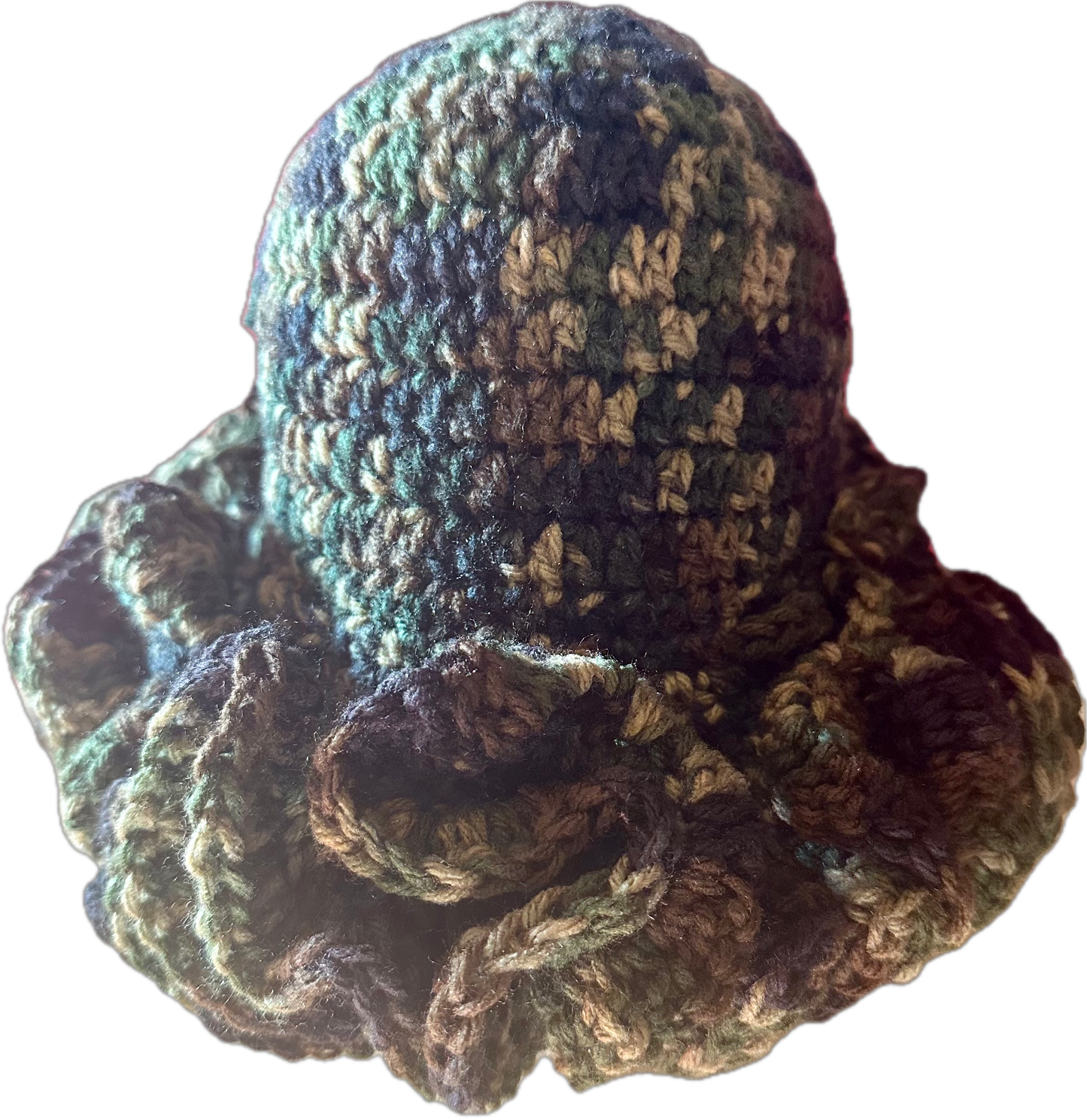 Camouflage Crochet Ruffled Hat