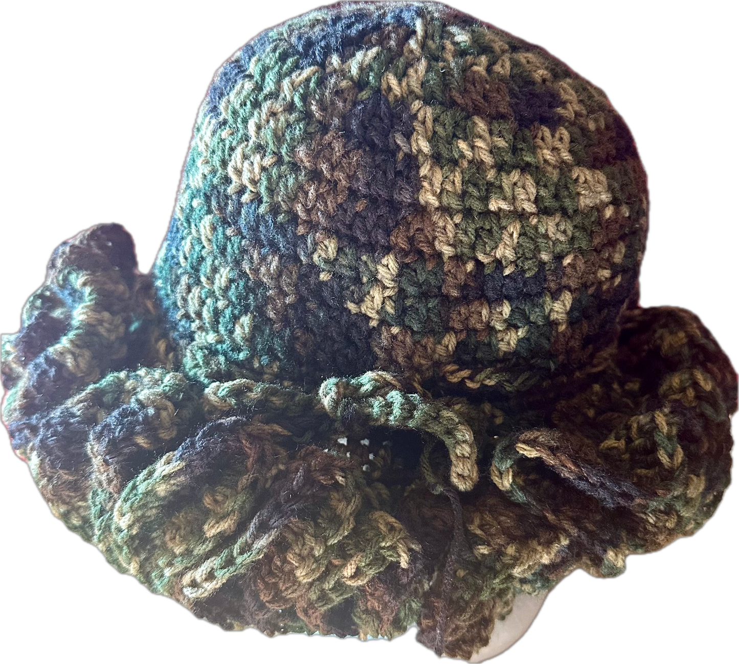 Camouflage Crochet Ruffled Hat