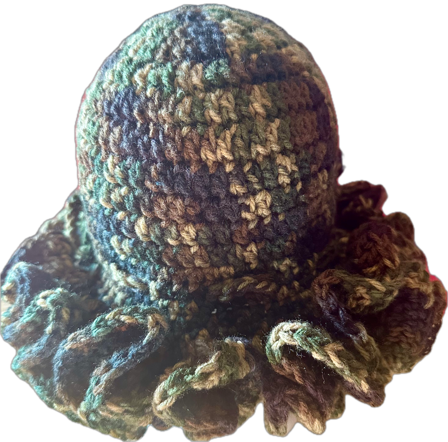 Camouflage Crochet Ruffled Hat