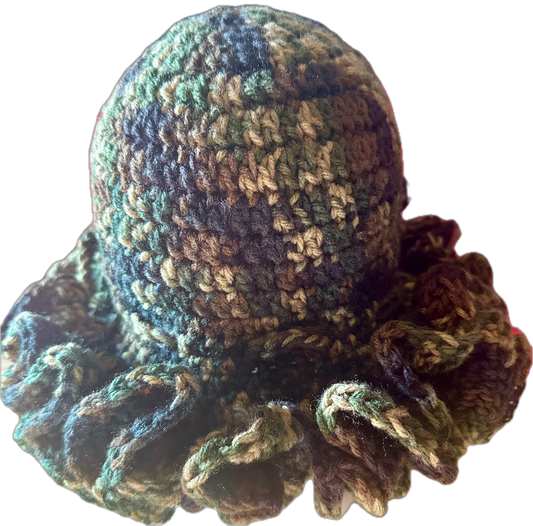 Camouflage Crochet Ruffled Hat