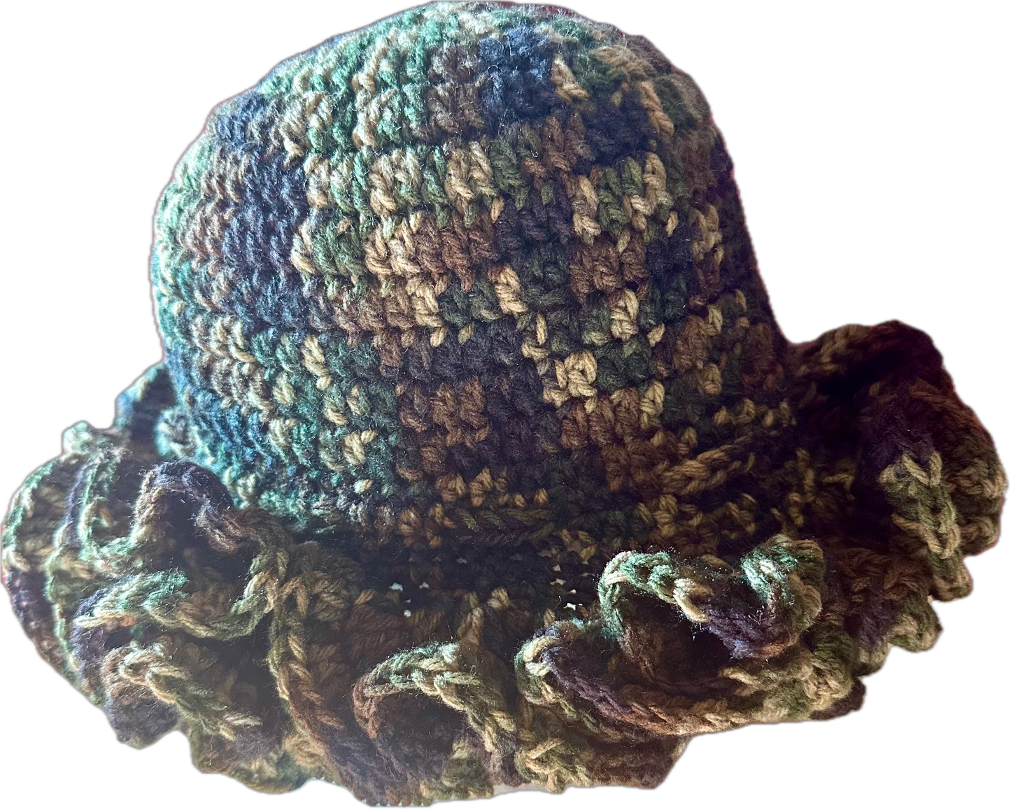 Camouflage Crochet Ruffled Hat