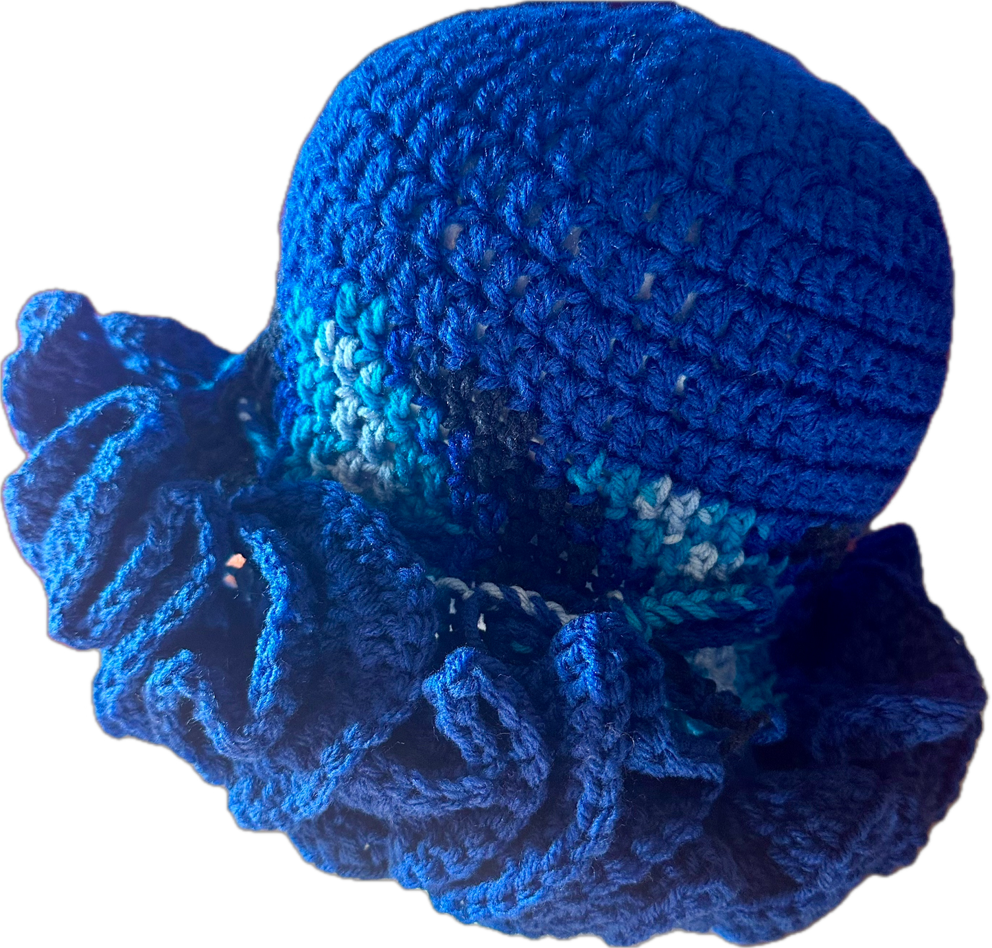 Sport Blue Crochet Ruffled Hat