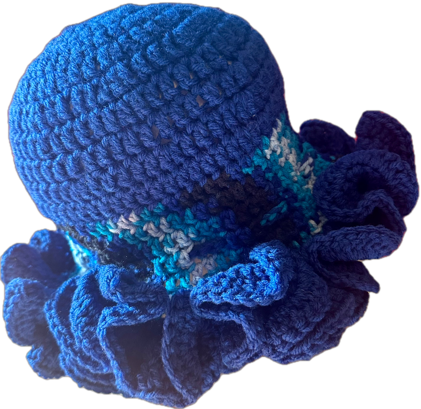 Sport Blue Crochet Ruffled Hat