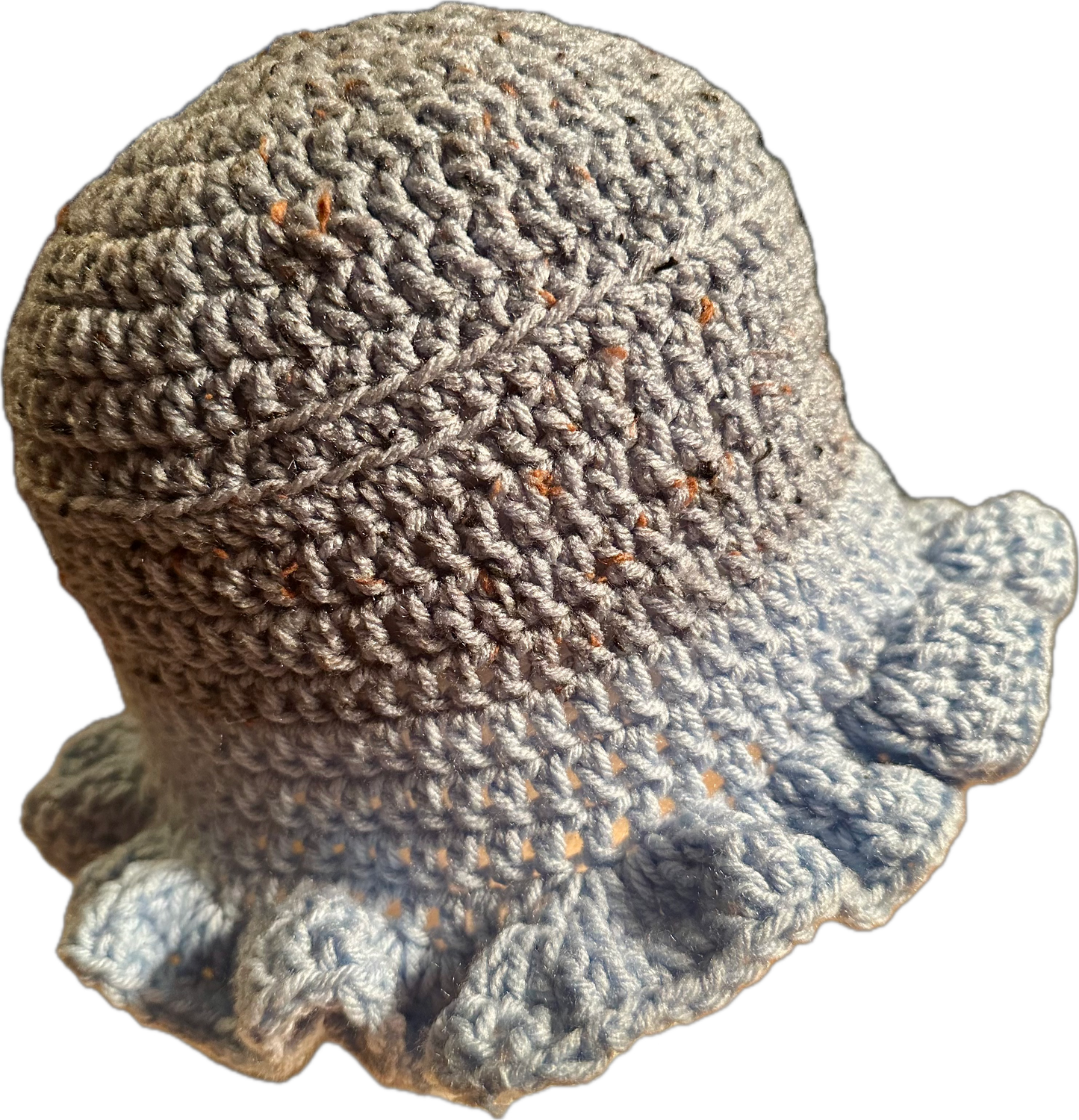 Bluish Grey Crochet Ruffled Bucket Hat