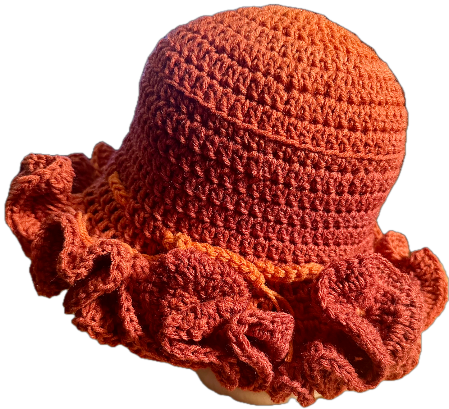 Pumpkin Mix Crochet Ruffled Hat