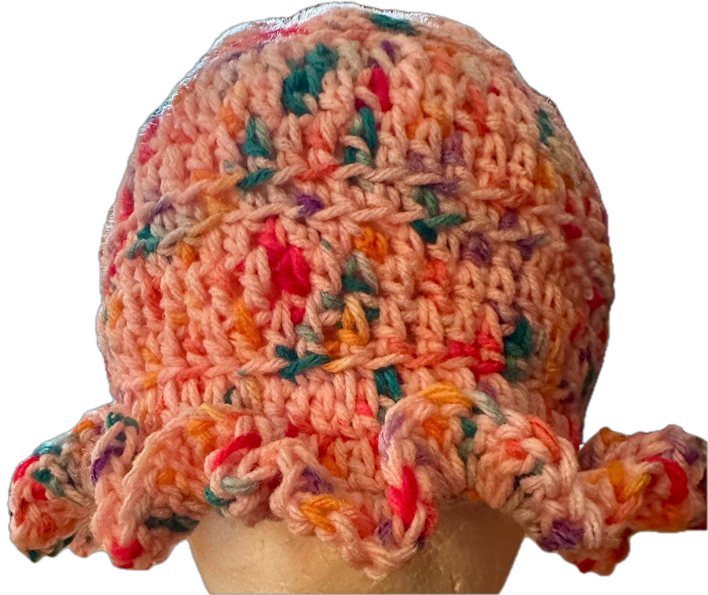 Bubble Speckle Crochet Ruffled Bucket Hat