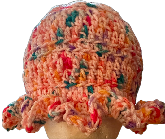 Bubble Speckle Crochet Ruffled Bucket Hat