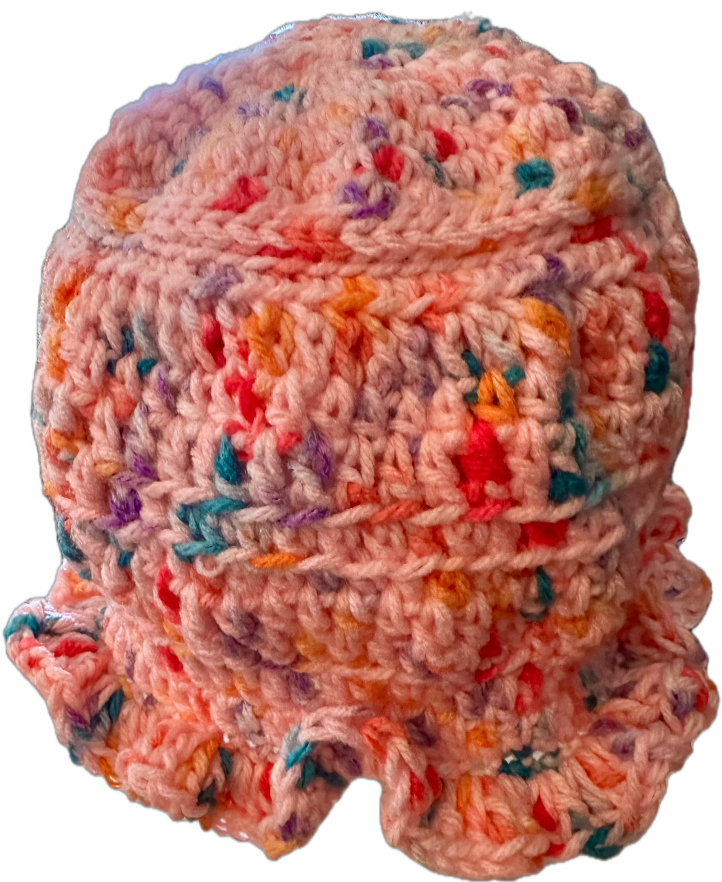 Bubble Speckle Crochet Ruffled Bucket Hat