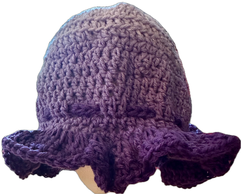 Purple Plum Crochet Ruffled Bucket Hat