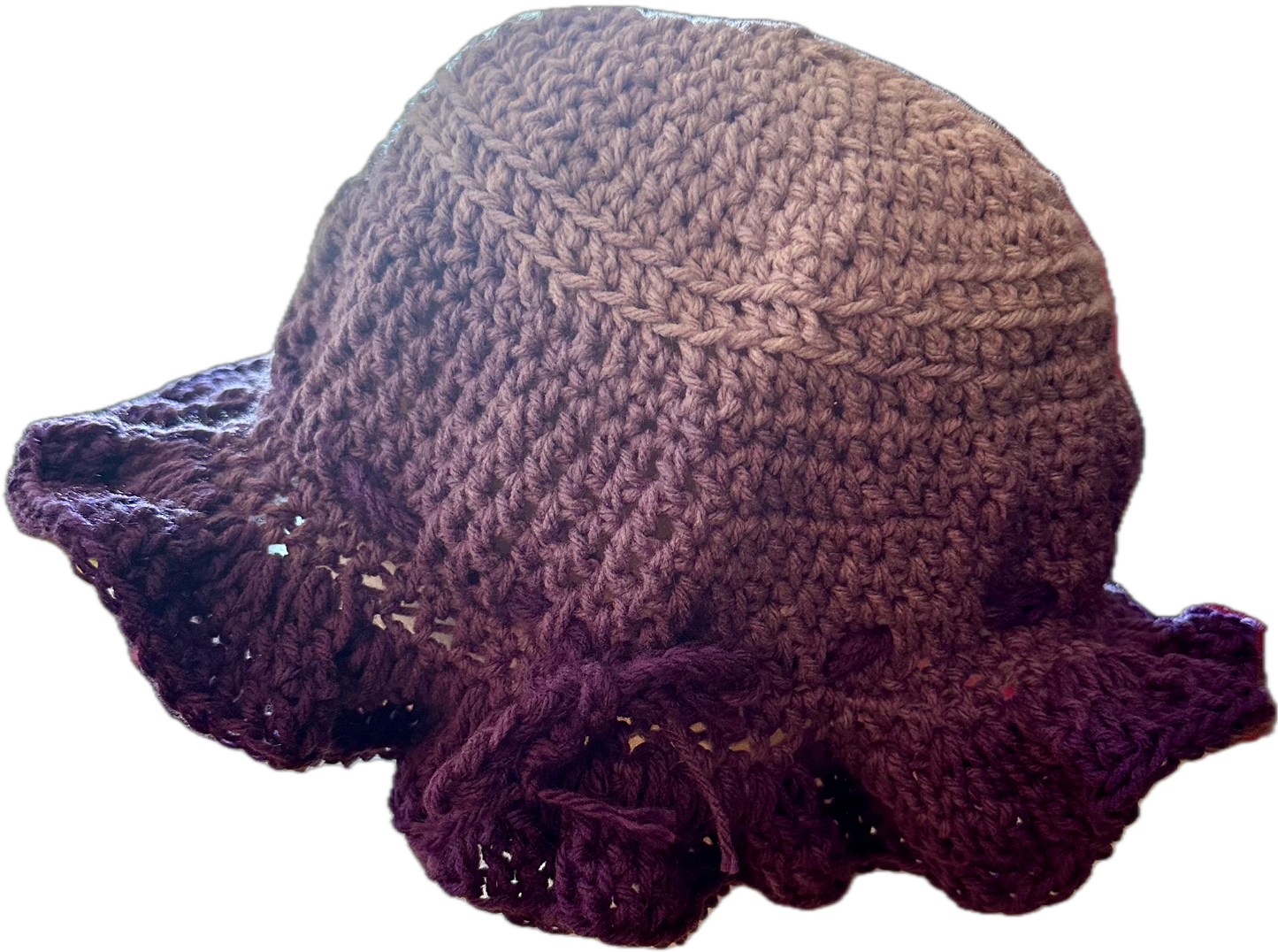 Purple Plum Crochet Ruffled Bucket Hat