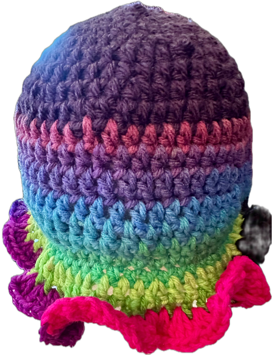 Blue Ice Crochet Ruffled Bucket Hat