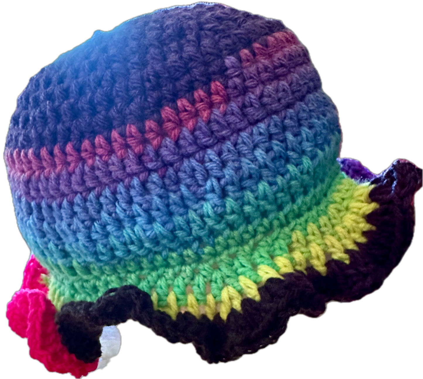 Blue Ice Crochet Ruffled Bucket Hat