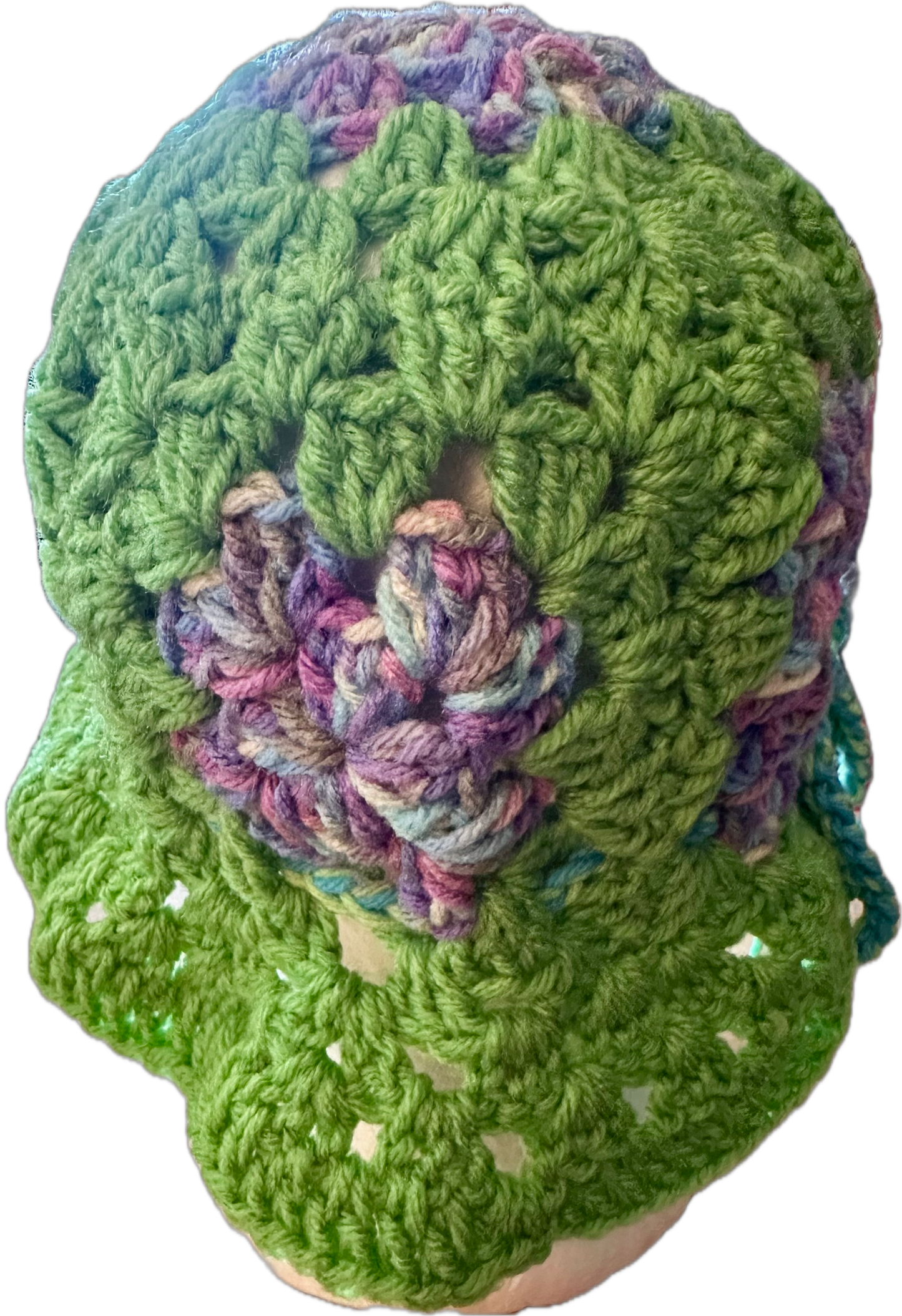 Lime Purple Crochet Granny Square Bucket Hat (Large)