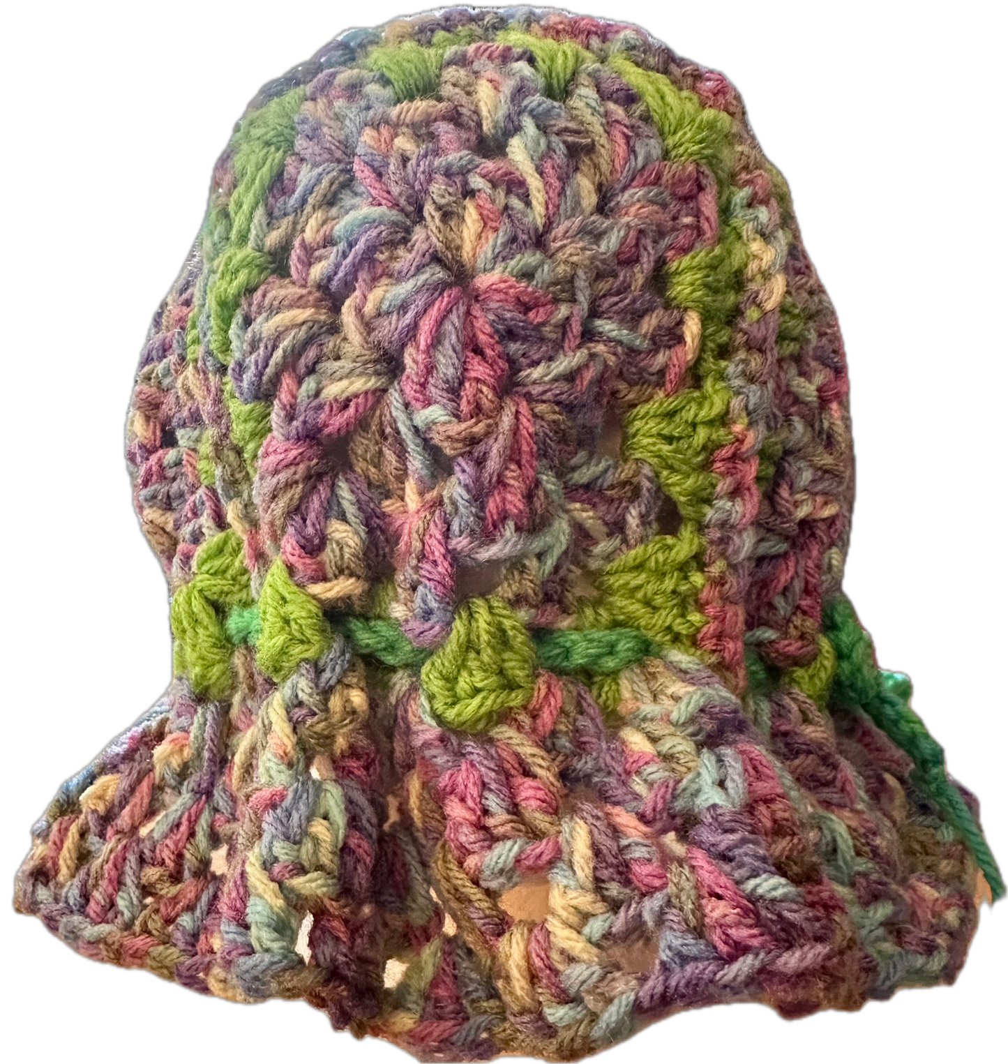 Lime Purple Crochet Granny Square Bucket Hat (XLarge)