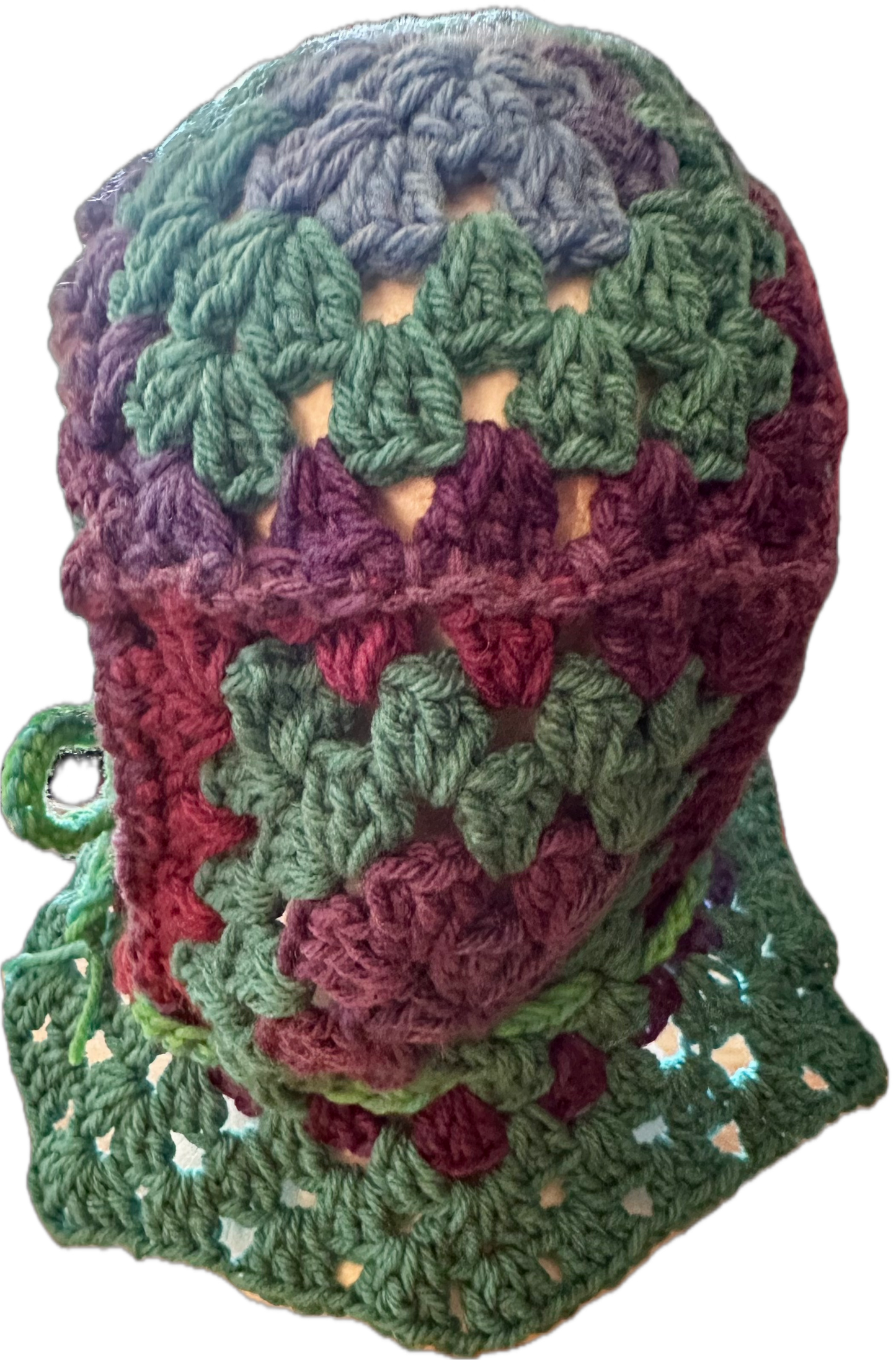 Turquoise/Purple Crochet Granny Square Bucket Hat