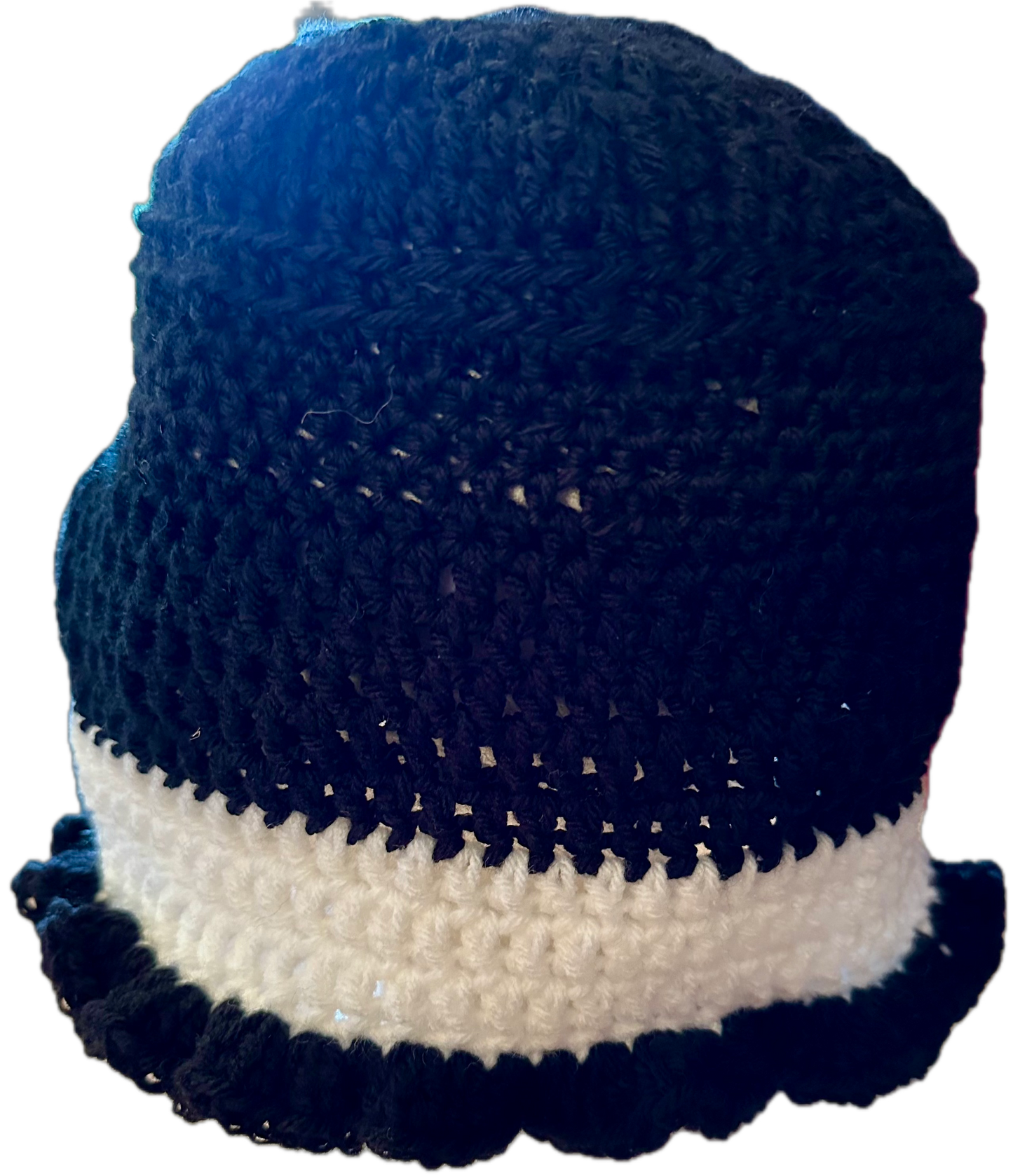 Black Moon Crochet Ruffled Bucket Hat