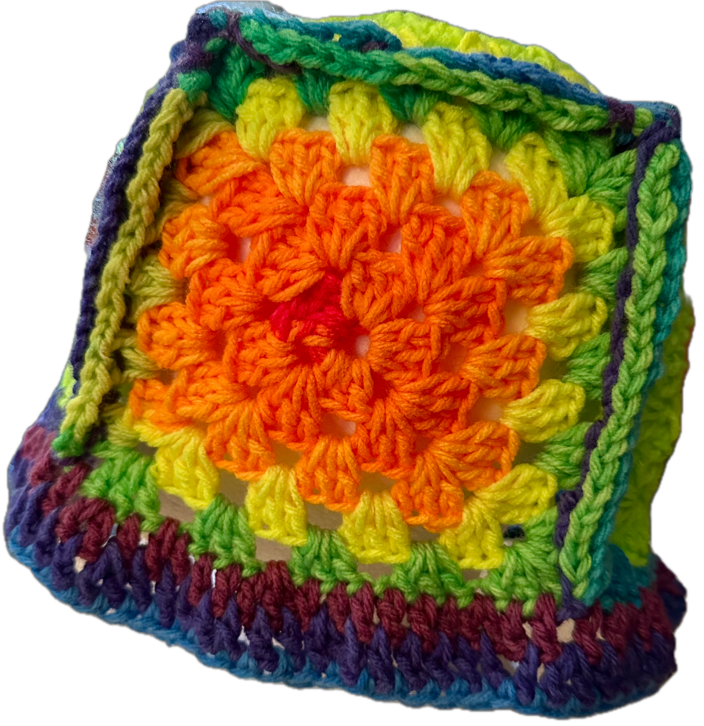 Lime Frosty Crochet Granny Square Bucket Hat