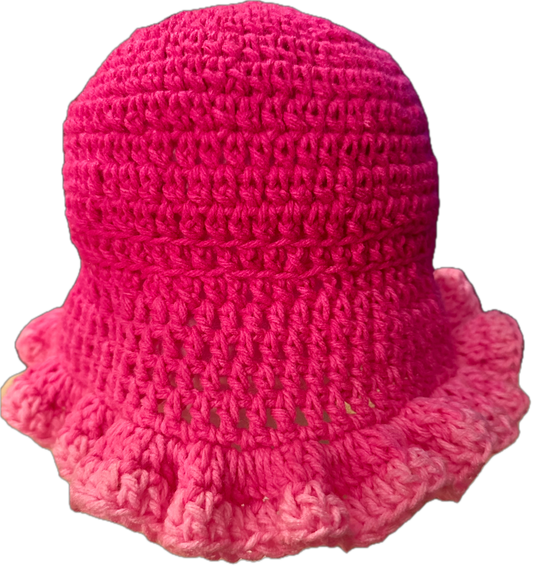 Pink Passion Crochet Ruffled Bucket