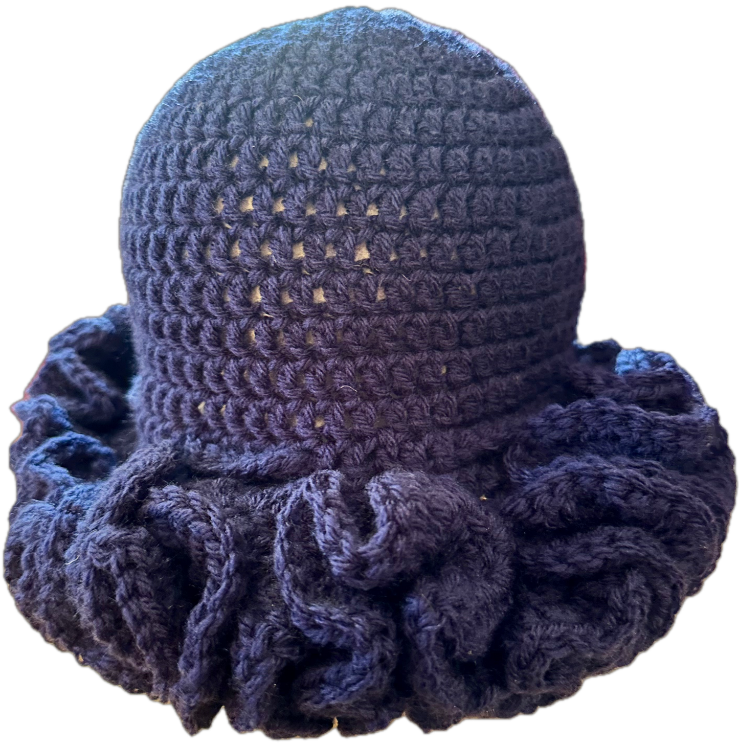 Midnight Blue Crochet Ruffled Hat