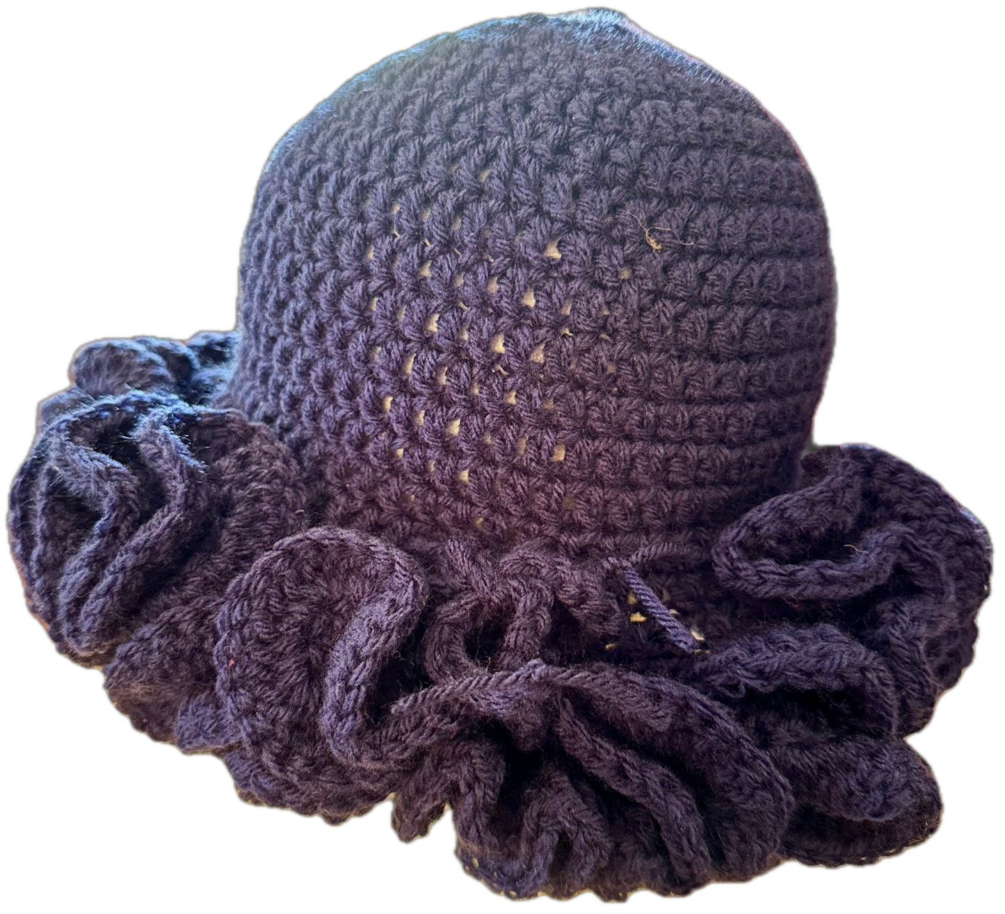 Midnight Blue Crochet Ruffled Hat