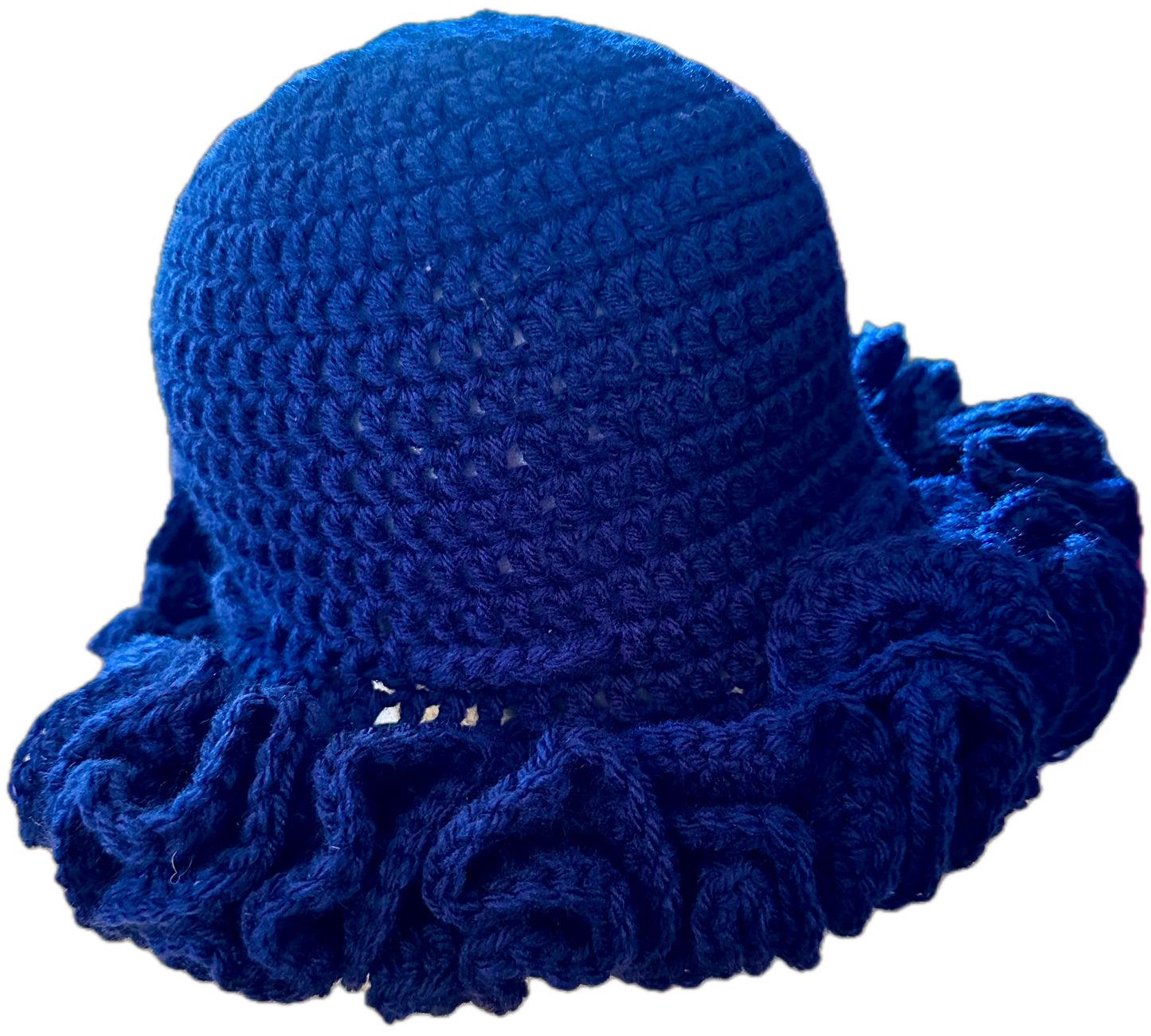 Midnight Blue Crochet Ruffled Hat